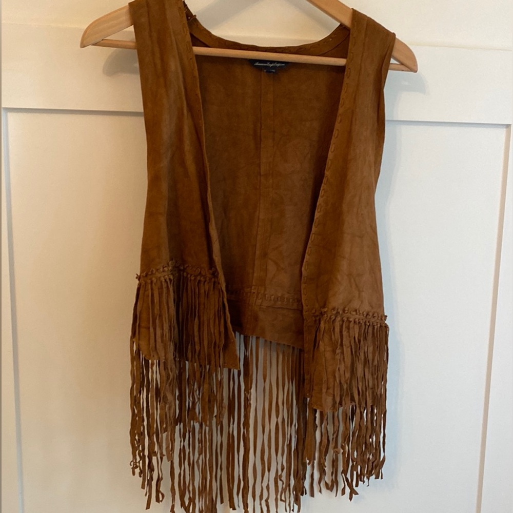 Brown Fringe Vest genuine leather